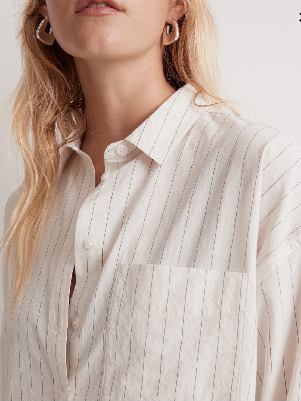 Madewell The Signature Poplin Oversized Shirt in Stripe size medium - Picture 7 of 12